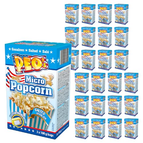 Peo's Mikrowellen Popcorn - Gesalzen/Salzig - 72er Vorteilspack, 24 Schachteln mit 3 x 100g Inhalt, Popcorn Mais süßigkeiten für die Karneval, Party, Filmsnack, Kinoabend… von Peo's