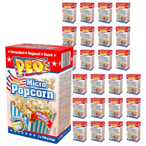 Peo's Mikrowellen Popcorn - Gezuckert - 72er Vorteilspack, 24 Schachteln mit 3 x 100g Inhalt, Popcorn Mais süßigkeiten für die Karneval, Party, Filmsnack, Kinoabend Peo's Mikrowellen Popcorn - Gezuckert - 72er Vorteilspack, 24 Schachteln mit 3 x 100g Inhalt, Popcorn Mais süßigkeiten für die Karneval, Party, Filmsnack, Kinoabend von Peo's