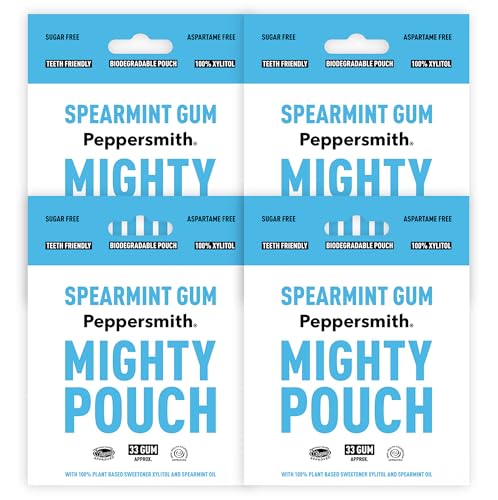 Peppersmith - Britischer grüner Minzgummi, 100 % pflanzliches Xylitol, Lufterfrischer, zuckerfreier Gummi, Vorteile für die Mundgesundheit, Mighty Box, 4 Stück Peppersmith - Britischer grüner Minzgummi, 100 % pflanzliches Xylitol, Lufterfrischer, zuckerfreier Gummi, Vorteile für die Mundgesundheit, Mighty Box, 4 Stück von Peppersmith