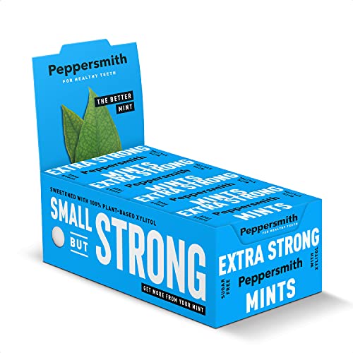 Peppersmith - Extra starke Minzbonbons - Zuckerfreie Minzen - 100% pflanzliches Xylit - Natürlicher Süßstoff - Natürlicher Eukalyptus - Erfrischt den Atem - Vorteile der Mundgesundheit - Pocket Packs von Peppersmith