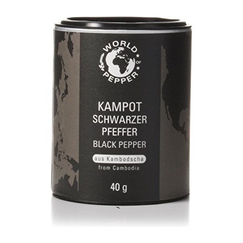 Echter schwarzer Kampot Pfeffer - 40g - intensiver, aromatischer Pfeffer aus Kambodscha - Premium Qualität mit Zufriedenheitsgarantie von Pepperworld