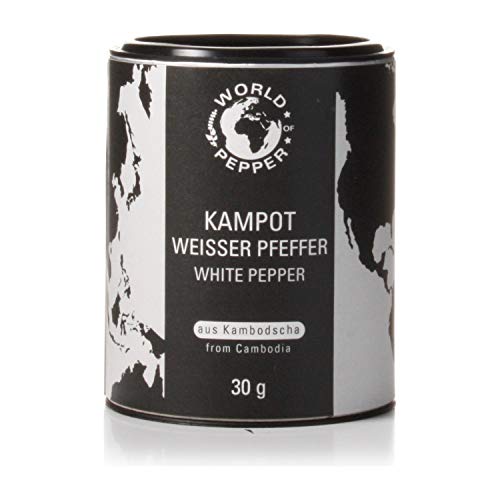 Echter weißer Kampot Pfeffer - World of Pepper - 30g - Exklusiver intensiver Pfeffer aus Kambodscha - Premium Qualität mit Zufriedenheitsgarantie von Pepperworld