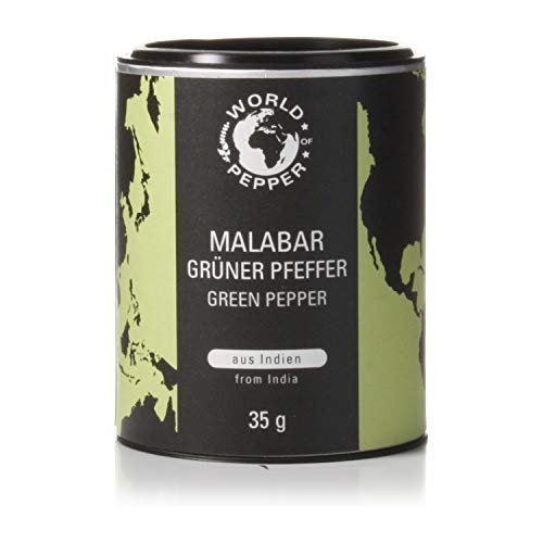 Grüner Pfeffer aus Malabar - World of Pepper - 35g - grüne Pfefferkörner aus von der Küste Indiens - Premium Qualität mit Zufriedenheitsgarantie von Pepperworld