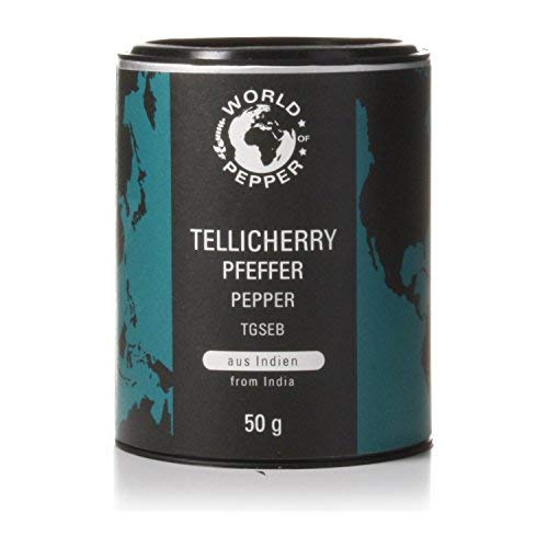 Tellicherry Pfeffer - World of Pepper - 50g - Exklusiver Pfeffer aus Indien, sehr selten - Premium Qualität mit Zufriedenheitsgarantie von Pepperworld