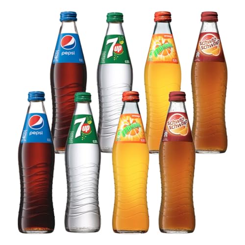 Pepsi, Schwip Schwap, Mirinda und 7up Probierpaket 8 Flaschen je 0,33l von Pepsi Cola