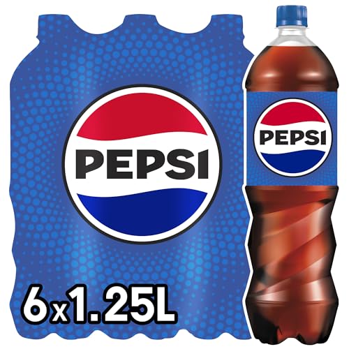 Pepsi Cola, Das Original von Pepsi, Koffeinhaltige Cola in Flaschen aus 100% recyceltem Material, EINWEG (6 x 1.25 l) von Pepsi