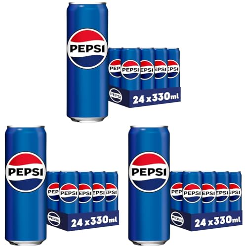 Pepsi Cola, Das Original von Pepsi, Koffeinhaltige Cola in der Dose, EINWEG Dose (24 x 0.33 l) (Verpackungsdesign kann abweichen) (Packung mit 3) von Pepsi