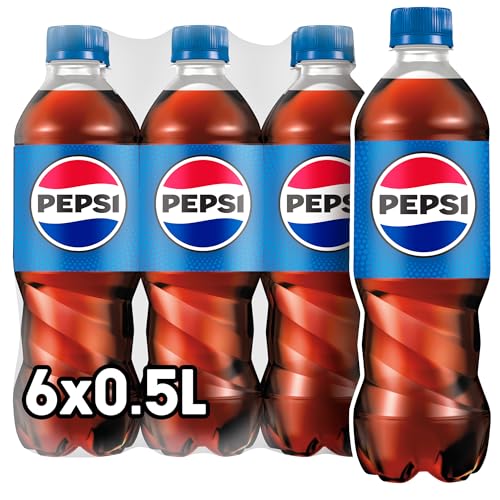 Pepsi Cola, Das Original von Pepsi, Koffeinhaltige Cola in der Flasche, EINWEG (6 x 0.5 l) (Verpackungsdesign kann abweichen) von Pepsi