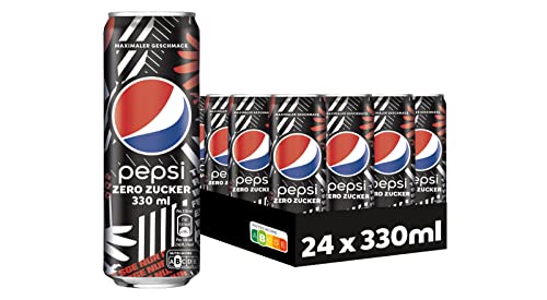 Pepsi Zero Zucker [Eintracht Frankfurt Edition] Das zuckerfreie Erfrischungsgetränk von Pepsi ohne Kalorien, Koffeinhaltige Cola in der Dose, 24 x 0.33 l (Verpackungsdesign kann abweichen) von Pepsi