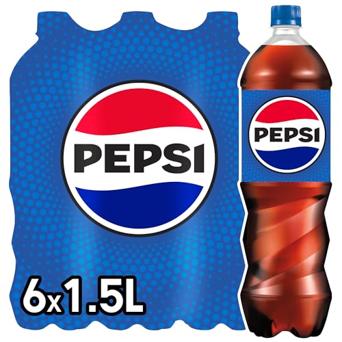 Pepsi Cola, Das Original von Pepsi, Koffeinhaltige Cola in Flaschen aus 100% recyceltem Material, EINWEG (6 x 1.5 l) (Verpackungsdesign kann abweichen) von Pepsi