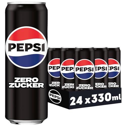 Pepsi Zero Zucker, Das zuckerfreie Erfrischungsgetränk von Pepsi ohne Kalorien, Koffeinhaltige Cola in der Dose, EINWEG Dose (24 x 0,33 l) von Pepsi