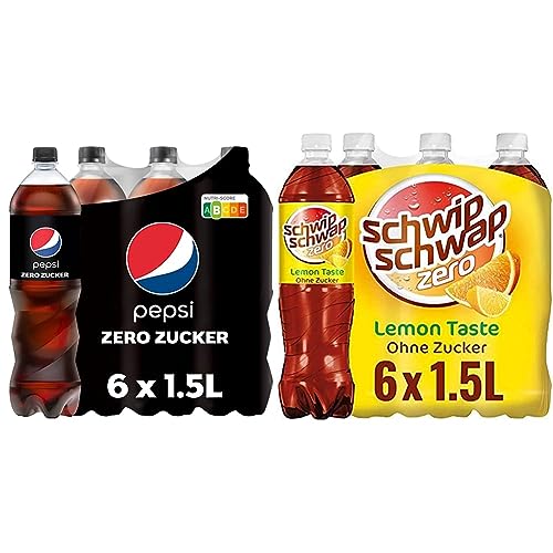 Pepsi Zero Zucker, Das zuckerfreie Erfrischungsgetränk von Pepsi ohne Kalorien & Schwip Schwap Lemon ohne Zucker – Koffeinhaltiges Cola-Erfrischungsgetränk von Pepsi