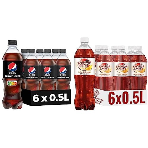Pepsi Zero Zucker, Das zuckerfreie Erfrischungsgetränk von Pepsi ohne Kalorien & Schwip Schwap ohne Zucker EINWEG (6 x 0,5 l) von Pepsi