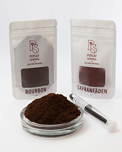 25 g BIO Bourbon Vanille Pulver von PerSaf I Gratis dazu: 1 Vanilleschote & 0,5 Gramm Safran I Vanillepulver zum Kochen & Backen in Gourmet Qualität I 100% natürlich & fair gehandelt (DE-ÖKO-006) von PerSaf Gewürze