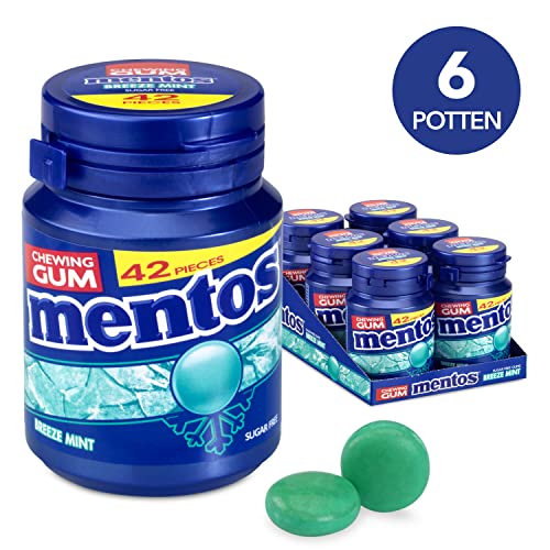 Mentos Kaugummi | Kaugummi Breezemint Flasche (42 Stück Pro Flasche) | Mentos Gum | Mentos Großpackung | 6 Pack | 900 Gram Total von Perfetti Van Melle