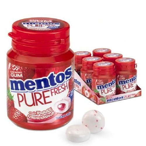 Mentos Kaugummi | Kaugummi Pure Fresh Strawberry | Mentos Gum | Mentos Großpackung | 6 Pack | 360 Gram Total von Perfetti Van Melle
