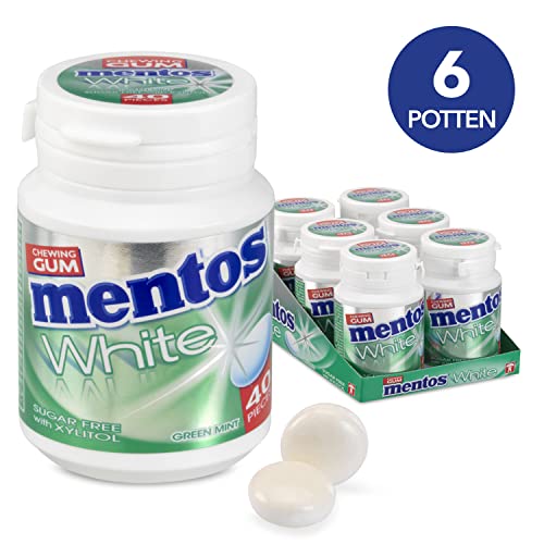 Mentos Kaugummi | Kaugummi Weiß Grün Minze Flasche | Mentos Gum | Mentos Großpackung | 6 Pack | 900 Gram Total von Perfetti Van Melle