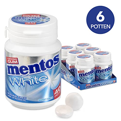 Mentos Kaugummi | Kaugummi Weiß Sweetmint Flasche | Mentos Gum | Mentos Großpackung | 6 Pack | 900 Gram Total von Perfetti Van Melle