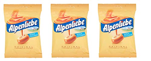 3x Perfetti Alpenliebe Original Caramelle Colate senza zucchero zuckerfreie Süßigkeiten Bonbon Lollies Toffee-Geschmack 80g Beutel von Perfetti
