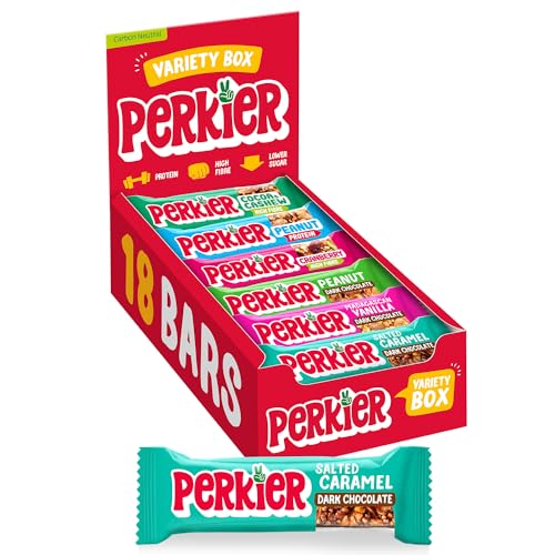 Perkier Bars, Variety (18 Pack) - Vegane Müsliriegel, Gesunde, Köstlicher, 100% Natürlich Vegan & Gluteinfreie Snack Riegel mit Vitamine, Protein, reich an Ballaststoffen, Natürliche Inhaltsstoffe von Perkier