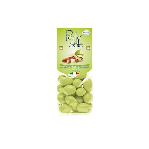 Perle di Sole Dragierte Mandeln mit weißer Schokolade und Pistaziengeschmack, Glutenfrei, Hergestellt in Italien von Perle di Sole