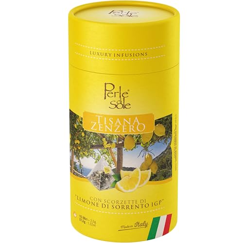 Perle di Sole Kräutertee mit Zitronen- und Ingweraroma - 15 Teebeutel - Abendtee - Koffeinfrei von Perle di Sole