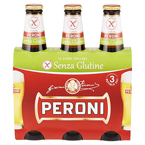 3 Flaschen - PERONI Senza Glutine | *glutenfrei* | Lagerbier | 0,33 Liter; 4,7% Vol. | Einwegflasche von Peroni