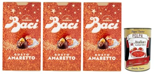 3x BACI PERUGINA Gusto Amaretto Dunkle Schokolade gefüllt mit Gianduia- und Amaretto-Keks Geschmack,150g Box + Italian Gourmet Polpa di Pomodoro 400g Dose 3x BACI PERUGINA Gusto Amaretto Dunkle Schokolade gefüllt mit Gianduia- und Amaretto-Keks Geschmack,150g Box + Italian Gourmet Polpa di Pomodoro 400g Dose von Perugina