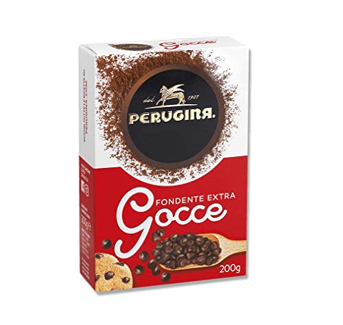 3x Perugina Gocce di Cioccolato Fondente Extra Dunkle Schokoladentropfen Gebäck Zutaten 200g Süße Dekoration Gluten-frei 100% Italienisches Produkt von Perugina