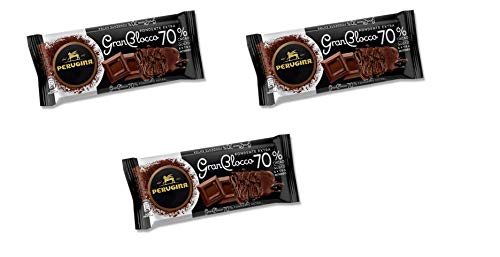 3x Perugina Gran Blocco Cioccolato Fondente extra dunkle Schokolade 70% Kakao extra intensiver Geschmack 150g Schokoladentafel Gluten-frei von Perugina