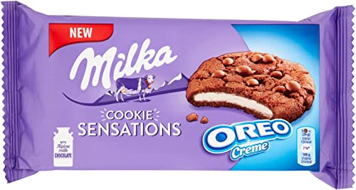 6x Milka Cookie Sensation Oreo Creme Kakaokekse mit Oreo-Creme gefüllter Kekse süßer Snack 156g von Perugina