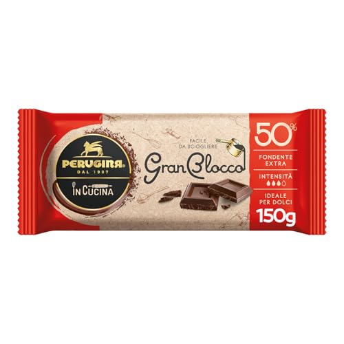 Perugina Gran Blocco Cioccolato Fondente extra dunkle Schokolade 50% Kakao intensiver Geschmack 150g Schokoladentafel Schokoladenriegel Gluten-frei von Perugina