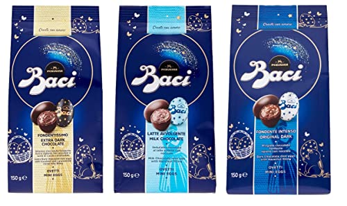 TESTPAKET Baci Perugina Ovetti Mini Eggs Extra Dunkle Schokolade - Milchschokolade - Dunkle Schokolade Schokoladeneier ( 3 X 150g ) von Perugina