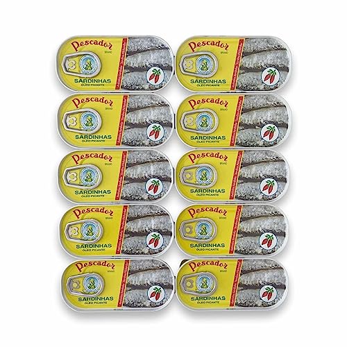 Scharf gewürzte Sardinen in Pflanzenöl - 10 x 56 g - Pescador - Portugal Scharf gewürzte Sardinen in Pflanzenöl - 10 x 56 g - Pescador - Portugal von Pescador