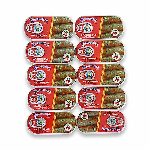 Scharf gewürzte Sardinen in Tomatensauce - 10 x 56 g - Pescador - Portugal Scharf gewürzte Sardinen in Tomatensauce - 10 x 56 g - Pescador - Portugal von Pescador