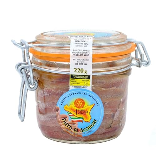 Sardellenfilets in Olivenöl im luftdichtem Glas 220 gr von Pesce Azzurro Cefalù