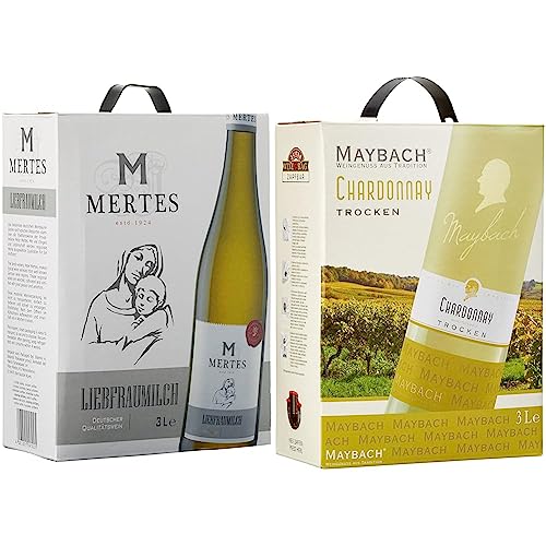 Peter Mertes Liebfraumilch Qualitätswein lieblich Bag-in-box (1 x 3 l) | 1er Pack & Maybach Chardonnay trocken (1 x 3 l) Bag-in-Box von Peter Mertes