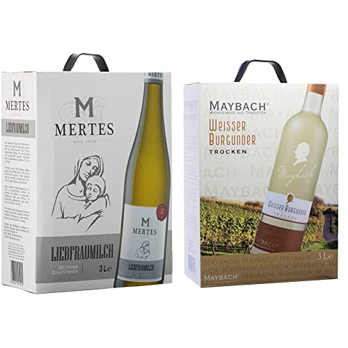 Peter Mertes Liebfraumilch Qualitätswein lieblich Bag-in-box (1 x 3 l) & Maybach Weißer Burgunder trocken Bag-in-Box (1 x 3 l) von Peter Mertes