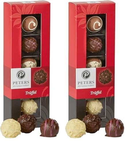 Peters Mit Genuss verführt | 5er Trüffel-Mischung | Hochwertige Pralinen mit Alkohol | Pralinés | Geschenkidee | Schokolade | Geschenk | Pralinenschachtel | Made in Germany | 62g (Packung mit 2) von Peters Mit Genuss verführt