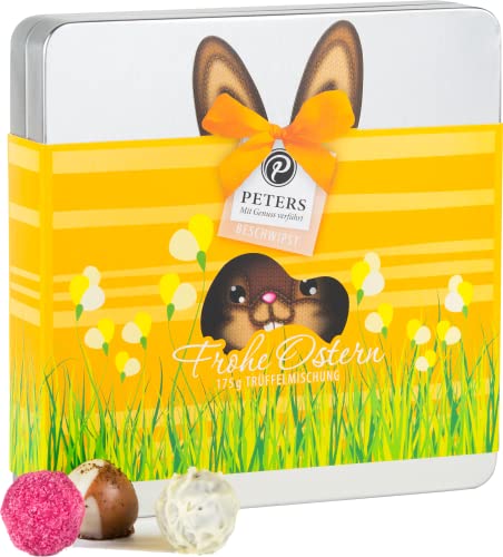 Peters Mit Genuss verführt | Frohe Ostern | Osterdose | Mit Alkohol | Metallbox | Ostern | Schokolade | Ostergeschenk | Trüffel | Geschenk | Süßigkeiten | Geschenkidee | 175g von Peters Mit Genuss verführt
