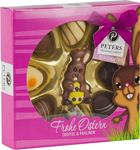 Peters Mit Genuss verführt | Frohe Ostern | Pralinen-Mischung mit Alkohol | Ostern | Schokolade | Ostergeschenk | Trüffel | Geschenk | Süßigkeiten | Ostereier | 110g von Peters Mit Genuss verführt
