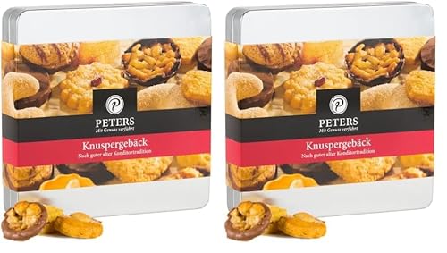 Peters Mit Genuss verführt | Knuspergebäck-Mischung Metallbox | Ohne Alkohol | Gebäck | Feingebäck | Teegebäck | Kekse | Geschenk | Gebäckmischung | Made in Germany | 175g (Packung mit 2) von Peters Mit Genuss verführt