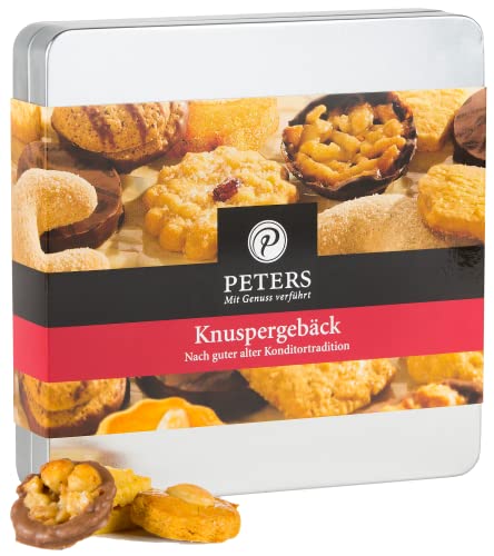 Peters Mit Genuss verführt | Knuspergebäck-Mischung Metallbox | Ohne Alkohol | Gebäck | Feingebäck | Teegebäck | Kekse | Geschenk | Gebäckmischung | Made in Germany | 175g von Peters Mit Genuss verführt