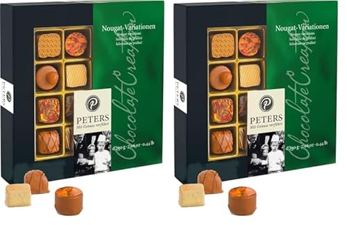 Peters Mit Genuss verführt | Nougat-Variationen | Alkoholfrei | Ohne Alkohol | Hochwertige Pralinen | Pralinés | Schokolade | Haselnuss | Geschenk | Made in Germany | 200g (Packung mit 2) von Peters Mit Genuss verführt