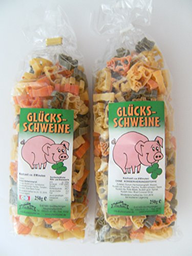 Pfalznudel Streuteile Glücksschweine aus Nudelteig, 2X 250 g, Nudeln, Pasta, Dekoration, Delikatesse, Tiere, Schweine von Pfalznudel