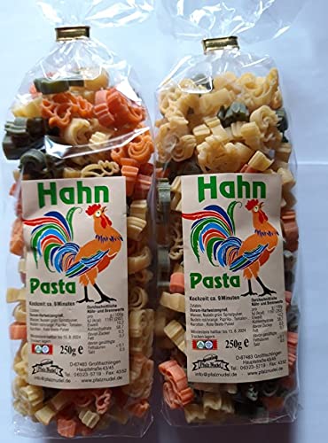 Pfalznudel Streuteile Hähne aus Nudelteig, 2X 250 g, Nudeln, Pasta, Dekoration, Delikatesse, Tiere, Hahn Gockel von Pfalznudel