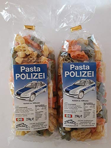 Streuteile Polizeiauto aus Nudelteig, 2X 250 g, Nudeln, Pasta, Dekoration, Delikatesse, Polizist Polizei von Pfalznudel