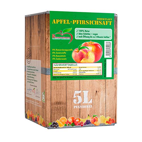 Pfannenschwarz Fruchtsaft Manufaktur Apfel-Pfirsichsaft 100% Direktsaft, 2er Pack (2x5 l Bag in Box) von Pfannenschwarz Fruchtsaft Manufaktur