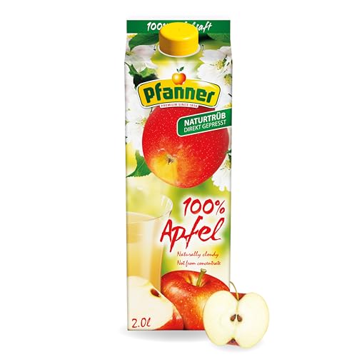 Pfanner 100% Apfelsaft naturtrüb (1 x 2 l) – direkt gepresste Äpfel – Fruchtsaft ohne Zuckerzusatz – fruchtiger Saft von Pfanner