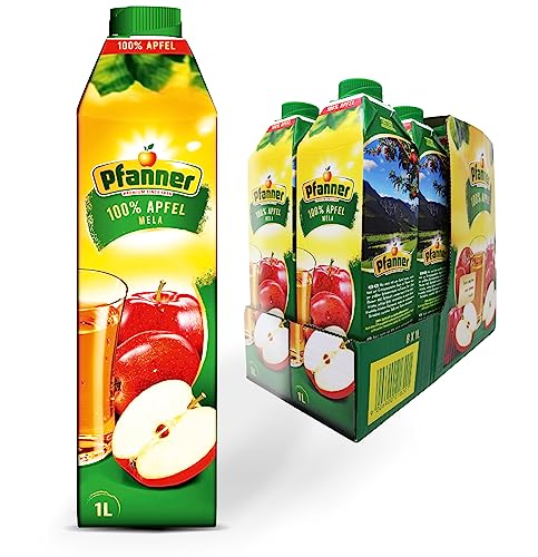 Pfanner 100% Apfelsaft im Vorratspack – Klassischer Fruchtsaft aus 100% Apfel – Saft ohne Zuckerzusatz (8 x 1 l) von Pfanner